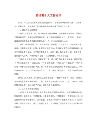 特巡警个人工作总结 
