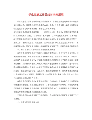 学生党建工作总结对未来展望 