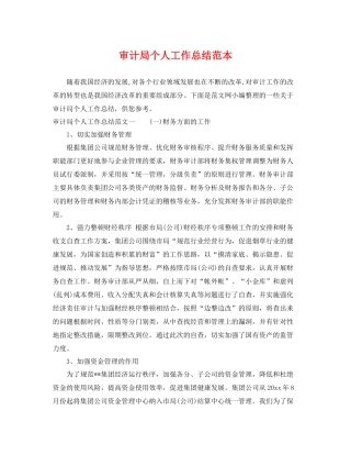 审计局个人工作总结范本 