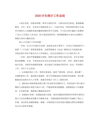 计生统计工作总结 