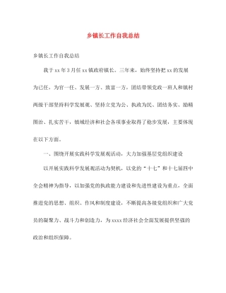 乡镇长工作自我总结 
