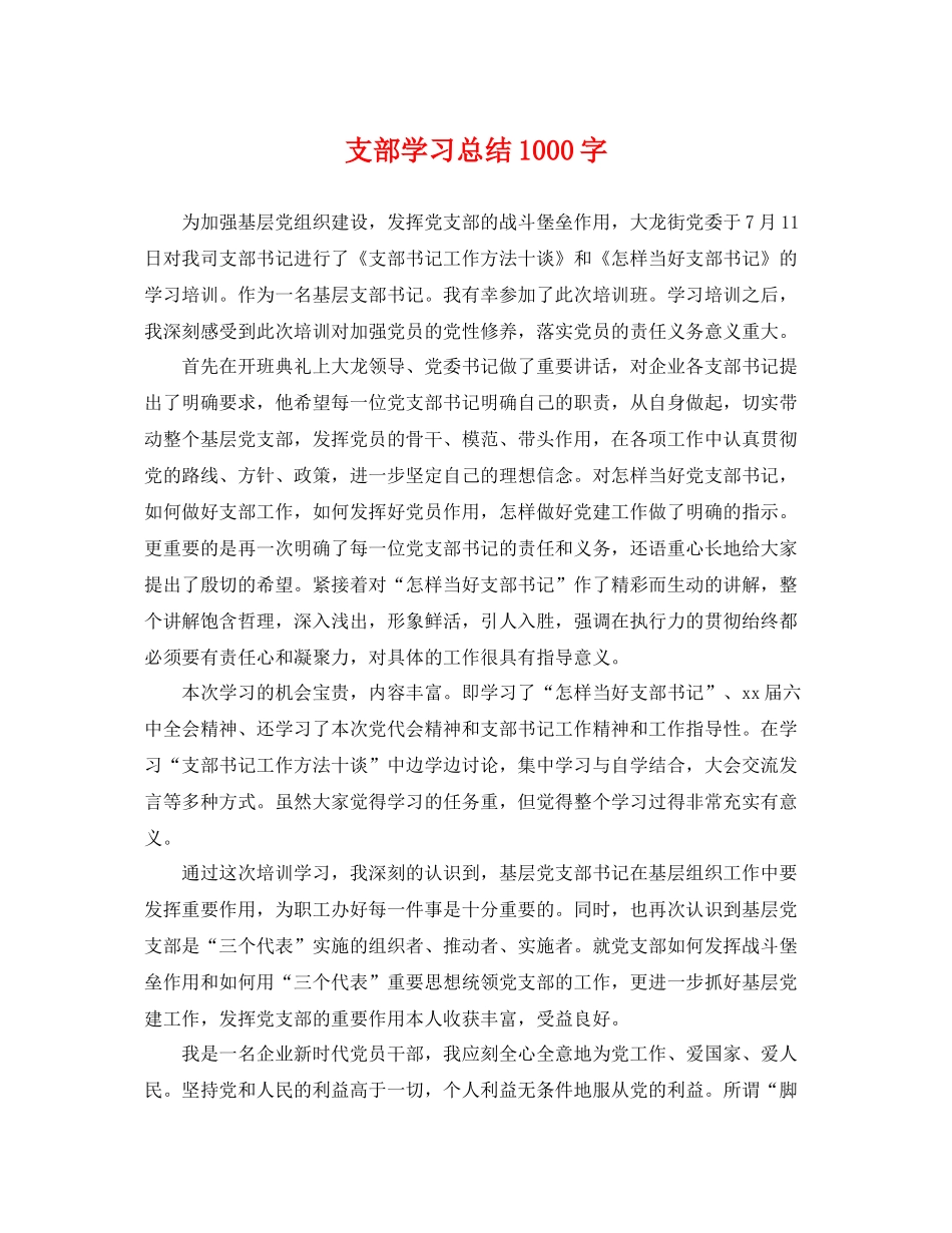 支部学习总结1000字 _第1页