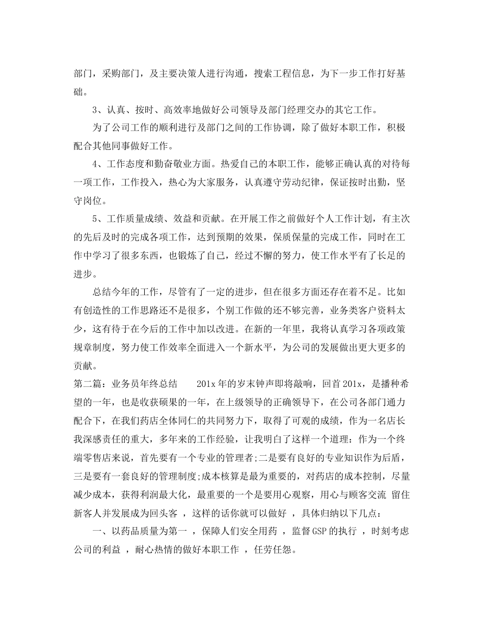 业务员年终总结范文 _第2页