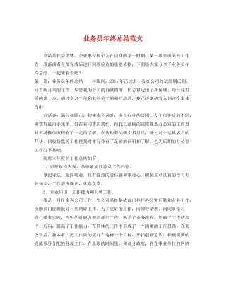 业务员年终总结范文 