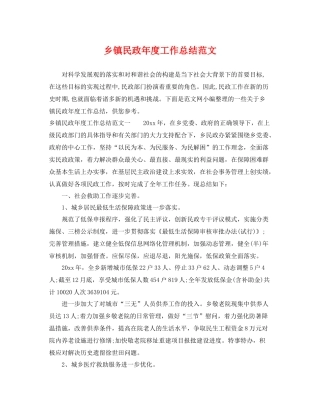 乡镇民政年度工作总结范文 