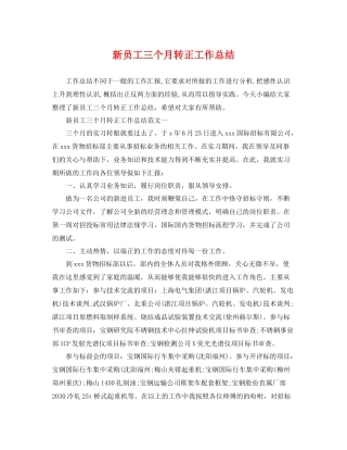 新员工三个月转正工作总结 
