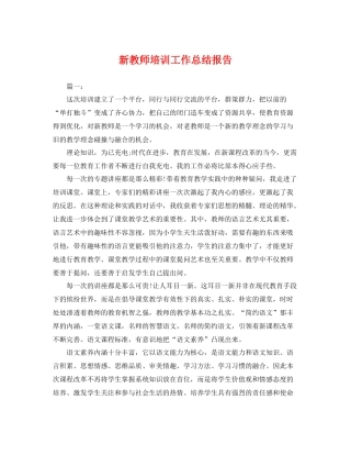 新教师培训工作总结报告 