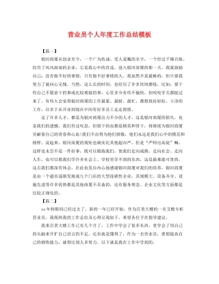 营业员个人年度工作总结模板 