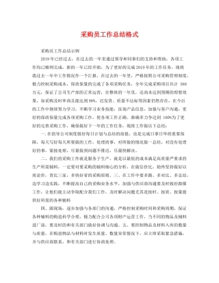 采购员工作总结格式 