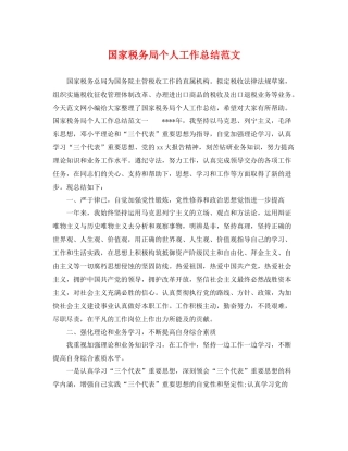 国家税务局个人工作总结范文 
