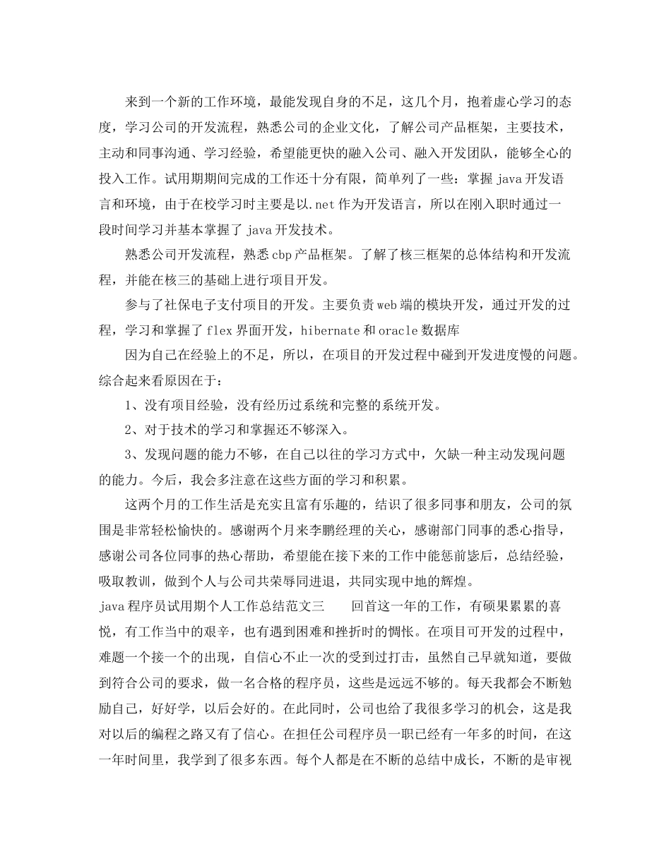 java程序员试用期个人工作总结 _第3页
