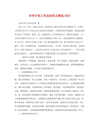 市审计局工作总结范文精选2020 