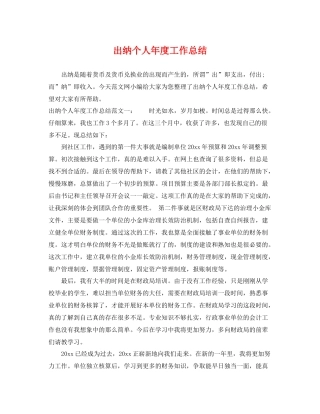 出纳个人年度工作总结 