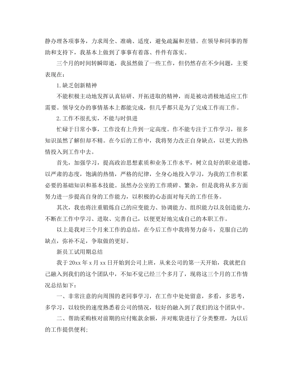 新员工试用期个人工作总结范文 _第3页