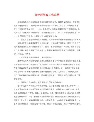 审计科年底工作总结 