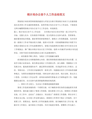 统计局办公室个人工作总结范文 