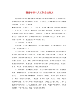 税务干部个人工作总结范文 