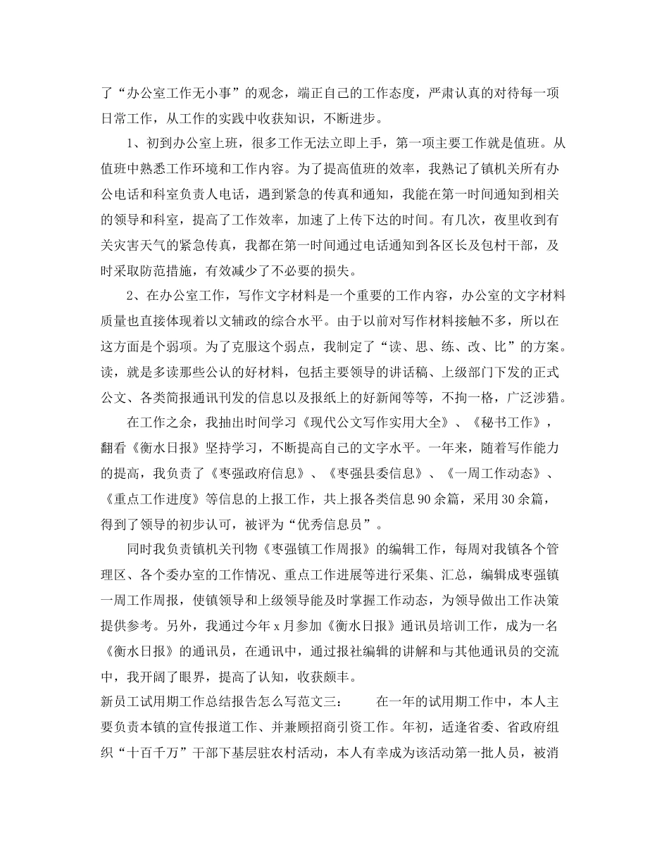 新员工试用期工作总结报告怎么写 _第3页