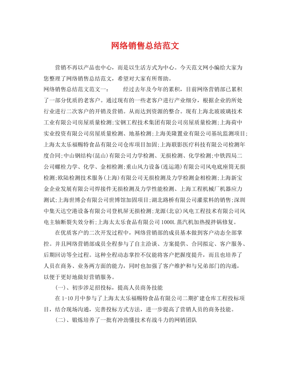 网络销售总结范文 _第1页