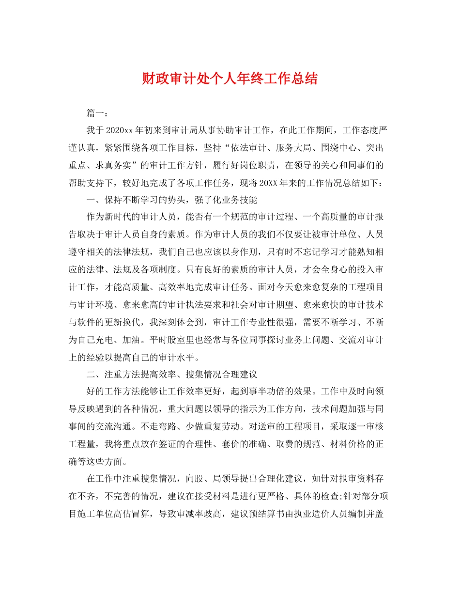 财政审计处个人年终工作总结 _第1页