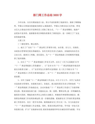 部门周工作总结3000字 
