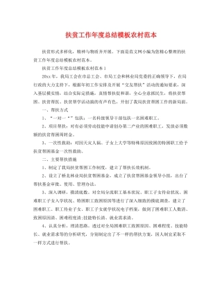 扶贫工作年度总结模板农村范本 