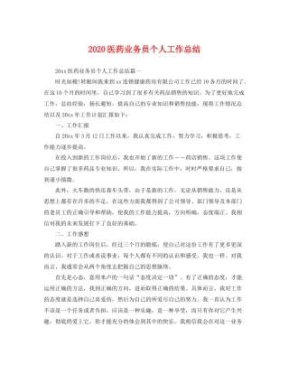 医药业务员个人工作总结 