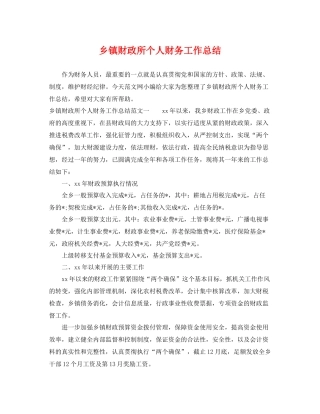 乡镇财政所个人财务工作总结 