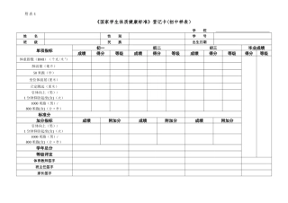 国家学生体质健康标准登记卡