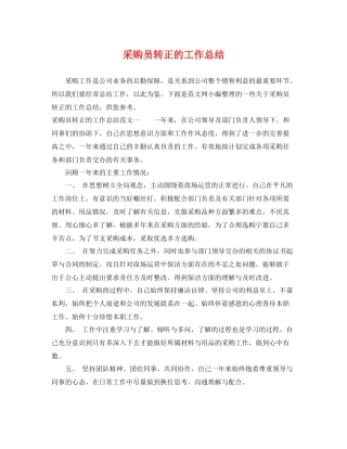 采购员转正的工作总结 