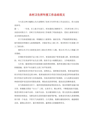农村卫生所年度工作总结范文 