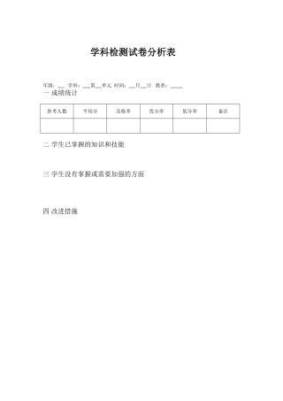 成绩分析表格