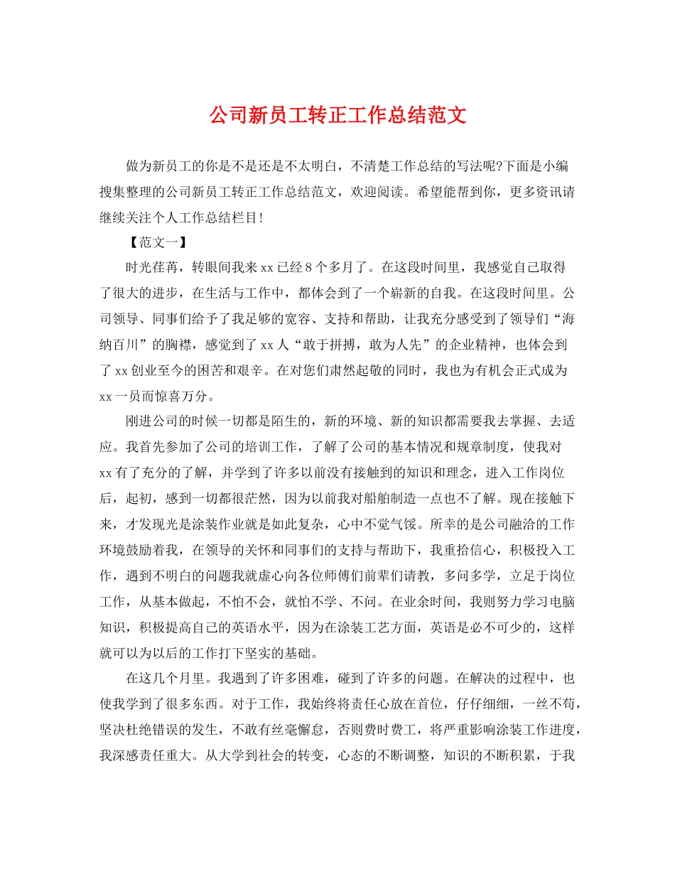 公司新员工转正工作总结范文 _第1页