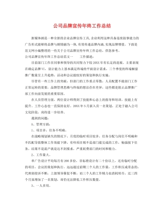 公司品牌宣传年终工作总结 