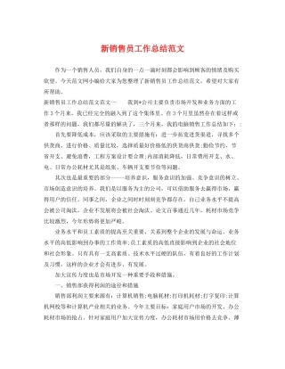 新销售员工作总结范文 
