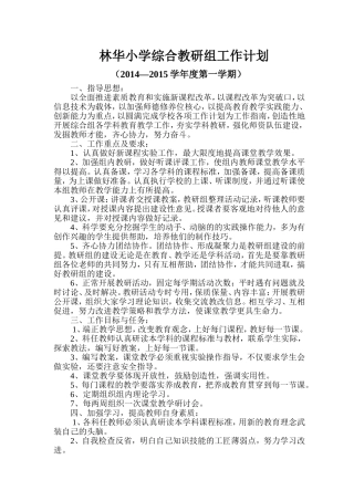 综合教研组工作计划