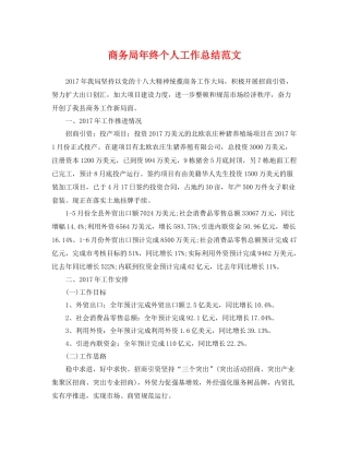 商务局年终个人工作总结范文 