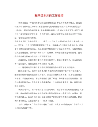 程序员本月的工作总结 