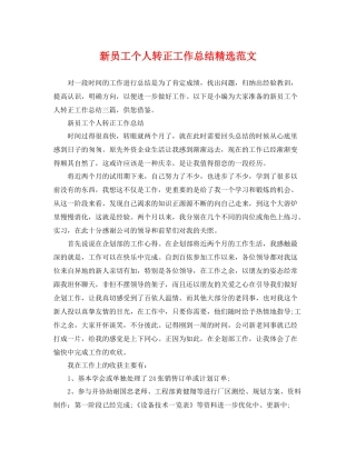 新员工个人转正工作总结精选范文 