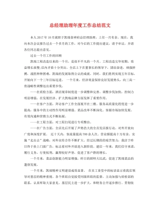 总经理助理年度工作总结范文 