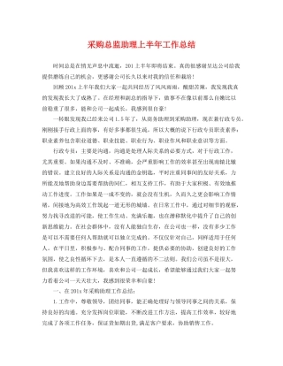 采购总监助理上半年工作总结 