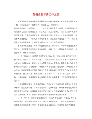 营销总监年终工作总结 