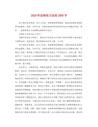 2020年出纳实习总结2000字 