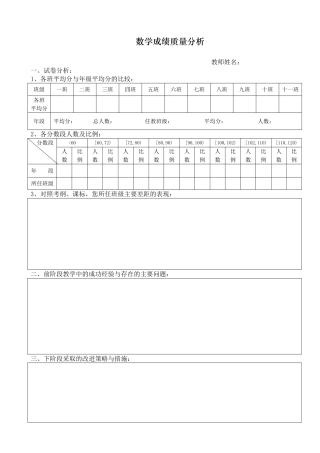 数学成绩质量分析