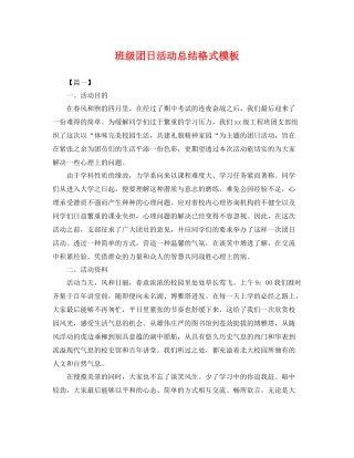 班级团日活动总结格式模板 