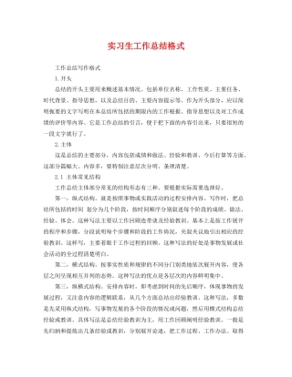 实习生工作总结格式 