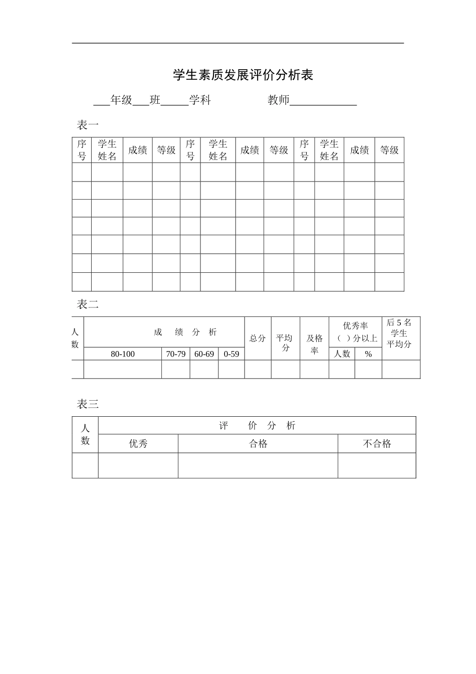 中小学生成绩分析表_第1页