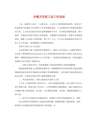 乡镇卫生院工会工作总结 