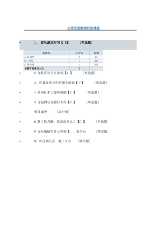 小学生玩游戏时间调查