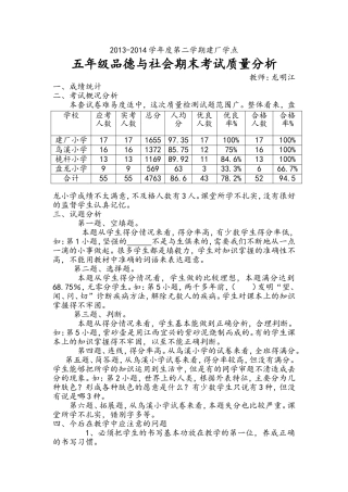 2014品德成绩分析2
